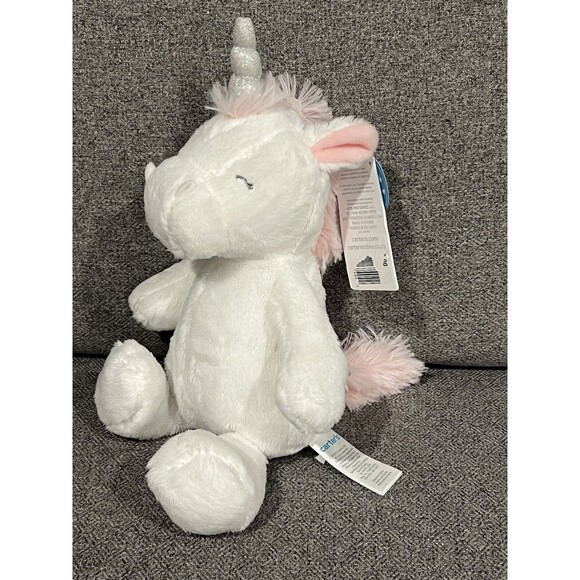 Carters Plush Unicorn White Pink Baby Lovey Wind Up Musical Toy Twinkle Star New - Picture 2 of 6